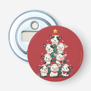 Prettig Koe Kerstfeest Button Flesopener