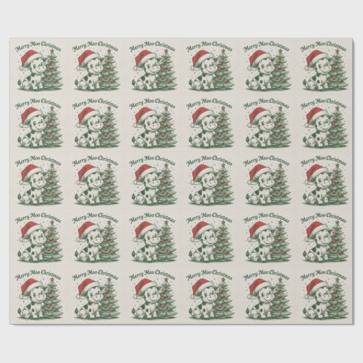 Prettig Koe Kerstfeest Cadeaupapier (Vlak)