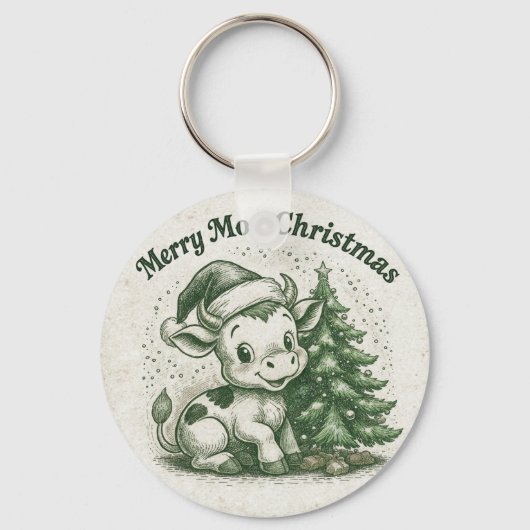 Prettig Koe Kerstmis Sleutelhanger (Voorkant)