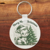 Prettig Koe Kerstmis Sleutelhanger (Achterkant)
