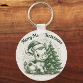 Prettig Koe Kerstmis Sleutelhanger (Voorkant)
