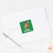 Prettig Korstmas FUNNY PIZZA SNIP KERSTMAN Vierkante Sticker (Envelop)