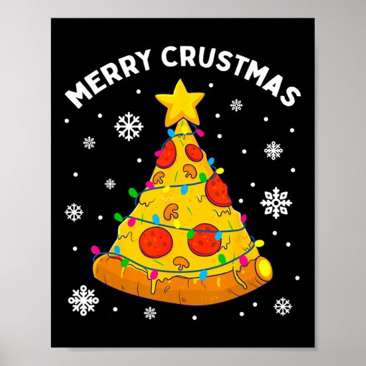 Prettig Korstmas Pizza Kerstboom Kerstcadeaus Kind Poster (Voorkant)