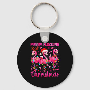 Prettig Kuddige Kerst Flamingo Drank Pyjama Kerstm Sleutelhanger