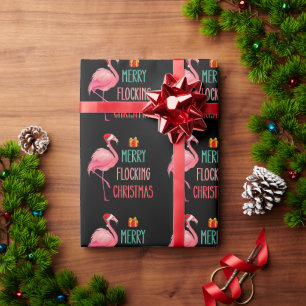 Prettig Kullend Kerstfeest Grappige Flamingo Vakan Cadeaupapier