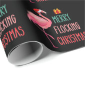 Prettig Kullend Kerstfeest Grappige Flamingo Vakan Cadeaupapier (Rol Hoek)