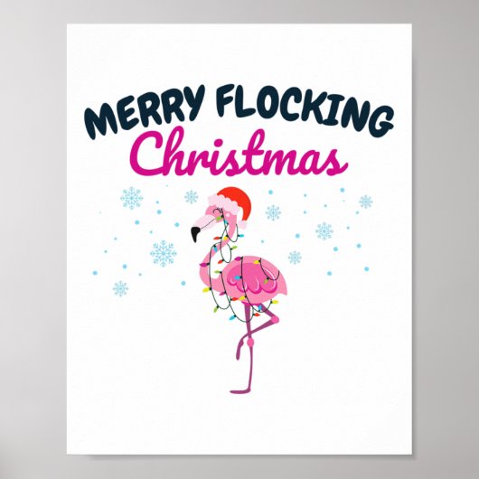 Prettig Kullend Kerstmis Tropisch Florida Flamingo Poster (Voorkant)