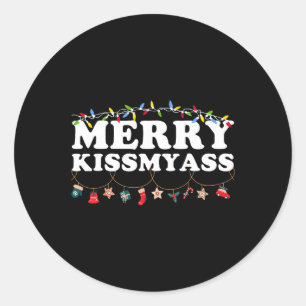 Prettig Kusje Mij Kerstlichten Sarcasme Kerstmis G Ronde Sticker