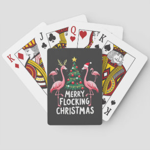 Prettig Kusterd Kerstmis Xmas Flamingo Boom Pokerkaarten