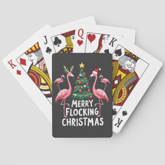 Prettig Kusterd Kerstmis Xmas Flamingo Boom Pokerkaarten (Achterkant)