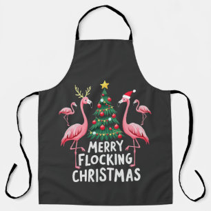 Prettig Kusterd Kerstmis Xmas Flamingo Boom Schort