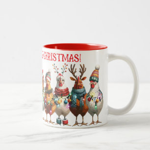 Prettig Kuttelend Kerstfeest - Kippenkoor Tweekleurige Koffiemok