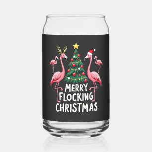 Prettig Kutterend Kerstmis Xmas Flamingo Boom Blikvorm Glas