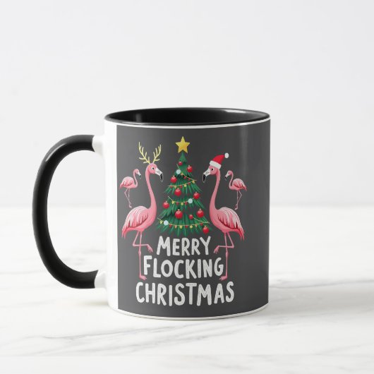Prettig Kutterend Kerstmis Xmas Flamingo Boom Mok (Links)