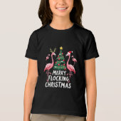 Prettig Kutterend Kerstmis Xmas Flamingo Boom Tri-Blend Shirt (Voorkant)
