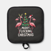 Prettig Kutterende Kerstmis Xmas Flamingo Boom Pannenlap (Voorkant)