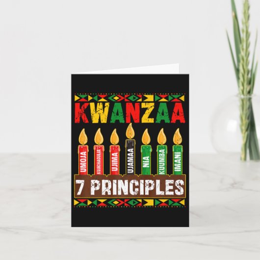 Prettig Kwanzaa Kinara Zeven Principes Kaarsen Pan Kaart (Voorkant)