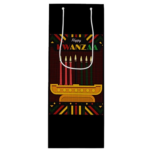 Prettig Kwanzaa PopArt Wijn Cadeautas (Voorkant)