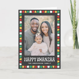 Prettig Kwanzaa rood groen geel mozaïekrand foto Feestdagen Kaart