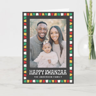 Prettig Kwanzaa rood groen geel mozaïekrand foto Feestdagen Kaart