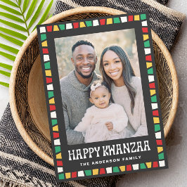 Prettig Kwanzaa rood groen geel mozaïekrand foto Feestdagenkaart