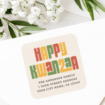 Prettig Kwanzaa rood groen geel tekst retouradres
