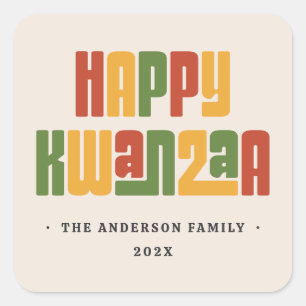Prettig Kwanzaa rood groen geel tekst Vierkante Sticker