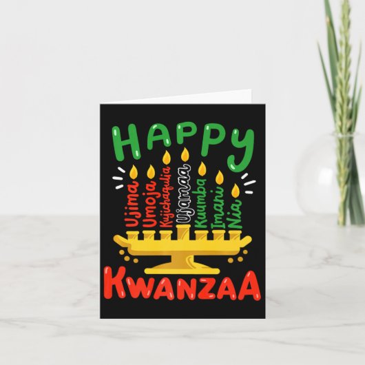 Prettig Kwanzaa Zeven Principes Kinara Kaarsen Man Kaart (Voorkant)
