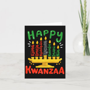 Prettig Kwanzaa Zeven Principes Kinara Kaarsen Man Kaart