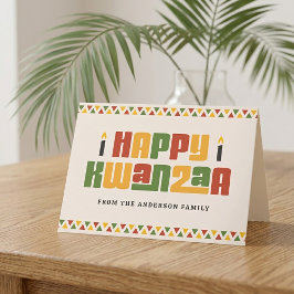 Prettig Kwanzaa zwarte kaars rode groene gele rand Feestdagen Kaart