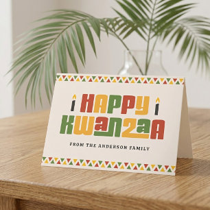 Prettig Kwanzaa zwarte kaars rode groene gele rand Feestdagen Kaart