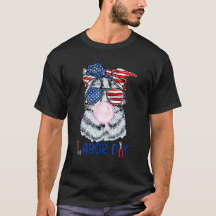 Prettig Labor Day Kat Kauwgom Amerikaanse Vlag T-shirt