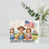 Prettig Labor Day met Vlag Postkaart (Staand voorkant)