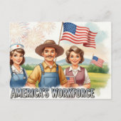 Prettig Labor Day met Vlag Postkaart (Voorkant)