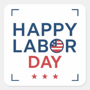 Prettig Labor Day Moderne Patriottische Vierkante Sticker