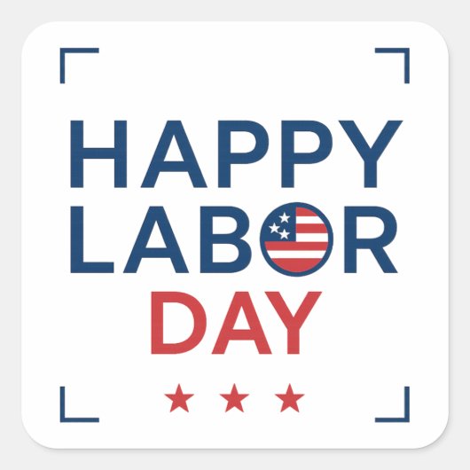 Prettig Labor Day Moderne Patriottische Vierkante Sticker (Voorkant)