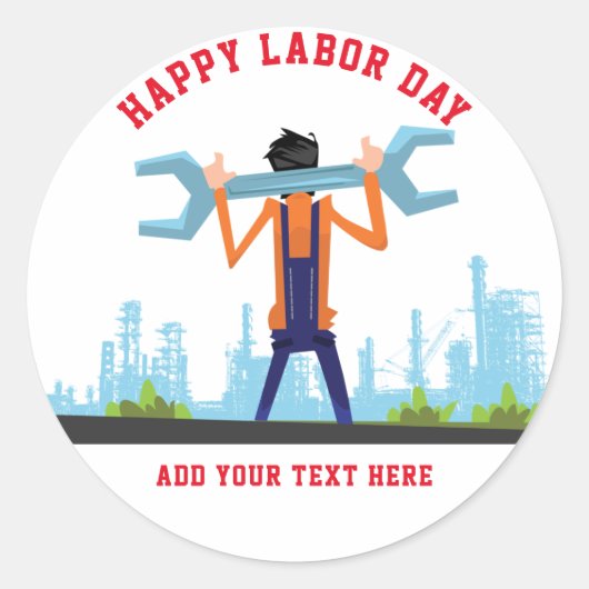 Prettig Labor Day  Ronde Sticker (Voorkant)
