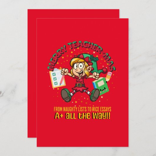 Prettig Leraar-feest! Feestdagenkaart (Voorkant / Achterkant)