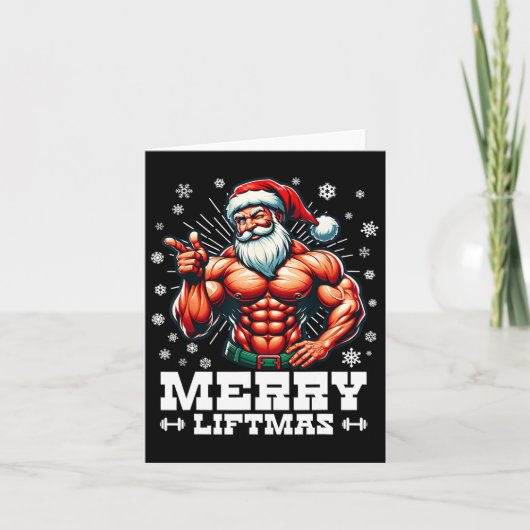 Prettig Liftmas Grappige Kerst Bodybuilder Gym Kaart (Voorkant)
