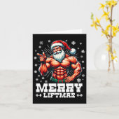 Prettig Liftmas Grappige Kerst Bodybuilder Gym Kaart (Gele Bloem)