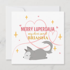 Prettig Lupercalia Slaperige Babywolf Heidense Kin Feestdagenkaart