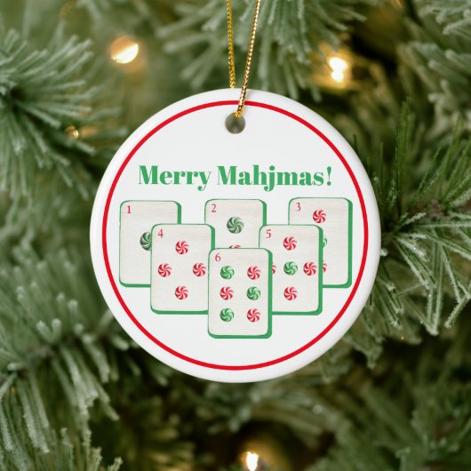 Prettig Mahjmas Mahjong Candy Dot Tegels Keramisch Ornament (Boom)