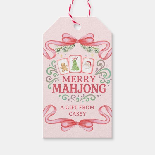Prettig Mahjong | Kerstmis Cadeaulabel (Voorkant)