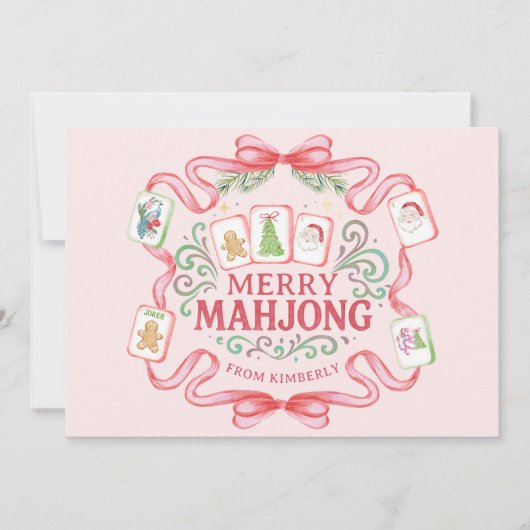 Prettig Mahjong | Kerstmis Feestdagenkaart (Voorkant)