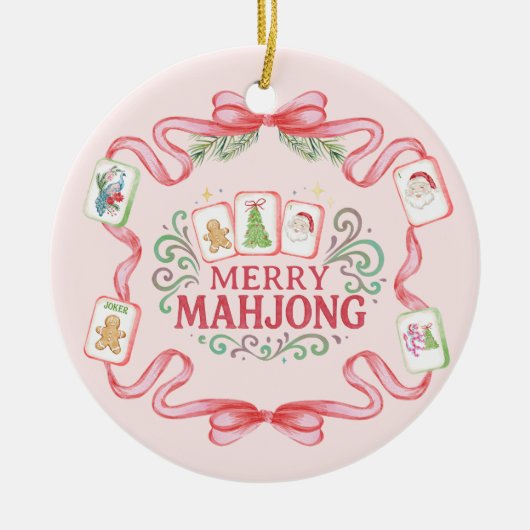 Prettig Mahjong | Kerstmis Keramisch Ornament (Voorkant)