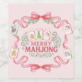 Prettig Mahjong | Kerstmis Wijn Etiket (Enkel label)