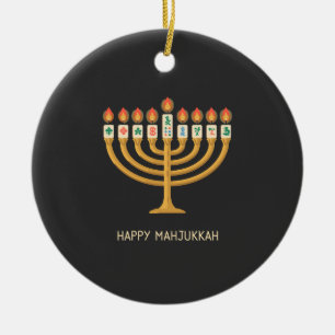 Prettig MahJukkah Menorah Hanukkah Mahjong Keramisch Ornament