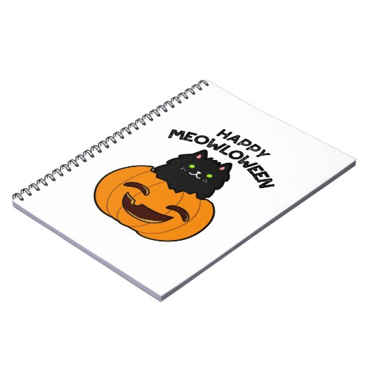 Prettig Meowloween Grappige Halloween Grappen Notitieboek (Linkerzijde)