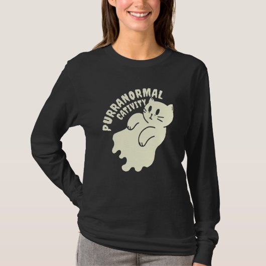 Prettig Mew O Ween  Zwarte Kat  Voor Halloween T-shirt (Voorkant)