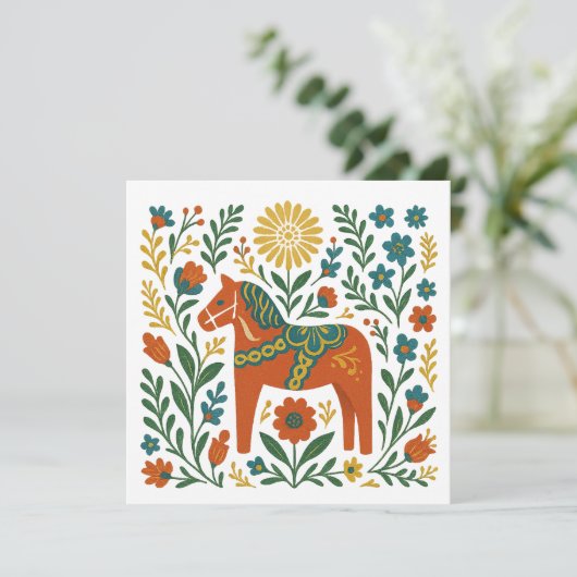 Prettig Midsommar Zweedse volks kunst Kaart (Staand voorkant)